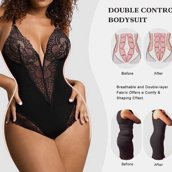 Popilush Lace Deep-V Neck Bodysuits - Picture 6 of 16